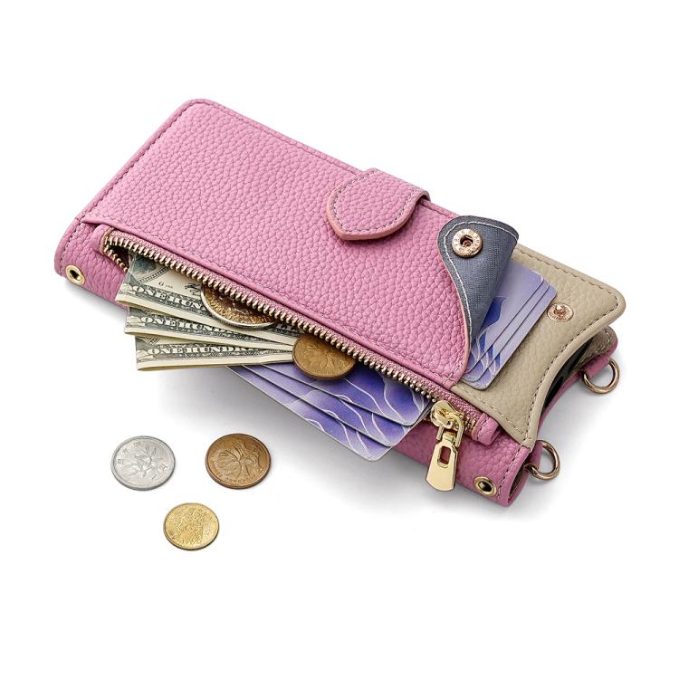 For iPhone 16 Pro Crossbody Chain Fishtail Litchi Leather Phone Case(Pink) - iPhone 16 Pro Cases by buy2fix | Online Shopping UK | buy2fix