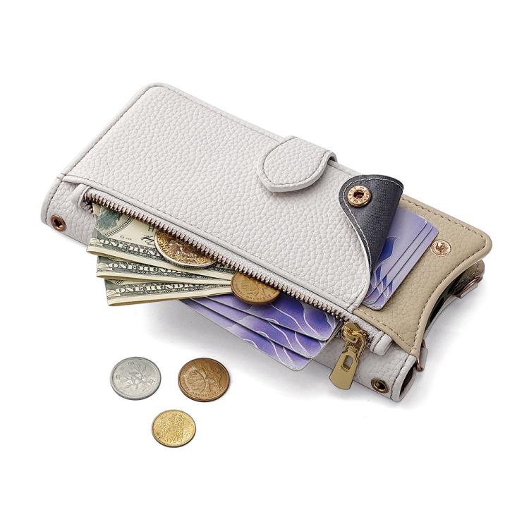 For iPhone 16 Pro Crossbody Chain Fishtail Litchi Leather Phone Case(White) - iPhone 16 Pro Cases by buy2fix | Online Shopping UK | buy2fix