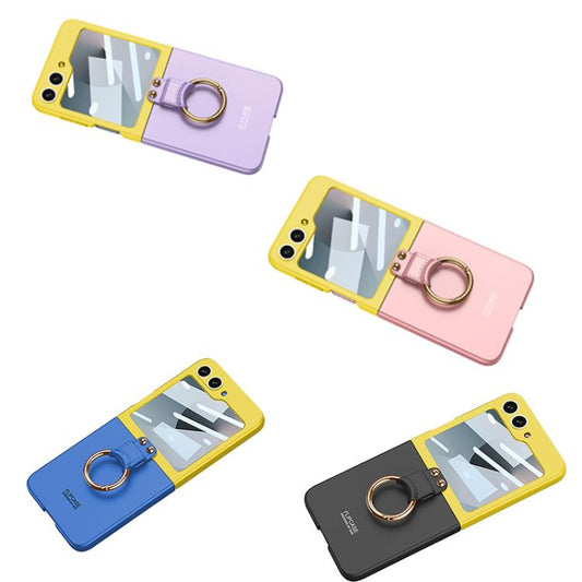 For Samsung Galaxy Z Flip6 / Flip7 FE GKK Integrated Ultra-thin Contrast Color Phone Case with Ring Holder(Black) - Galaxy Z Flip6 5G Cases by GKK | Online Shopping UK | buy2fix