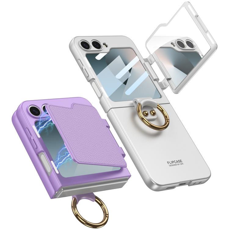 For Samsung Galaxy Z Flip6 / Flip7 FE GKK Ultra-thin Makeup Full Coverage Phone Case with Ring Holder(Black) - Galaxy Z Flip6 5G Cases by GKK | Online Shopping UK | buy2fix