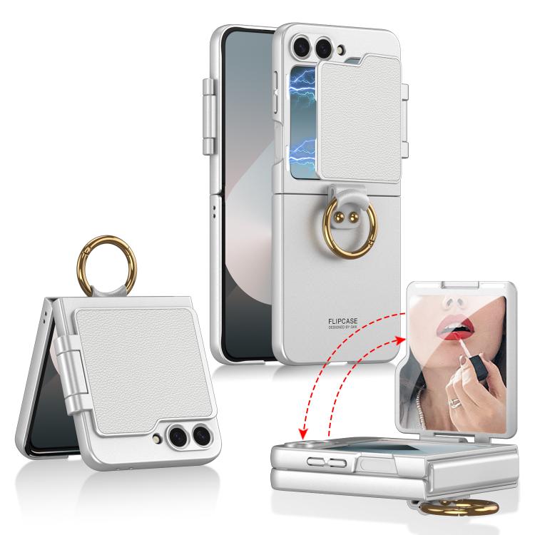 For Samsung Galaxy Z Flip6 GKK Ultra-thin Makeup Full Coverage Phone Case with Ring Holder(Silver) - Galaxy Z Flip6 5G Cases by GKK | Online Shopping UK | buy2fix