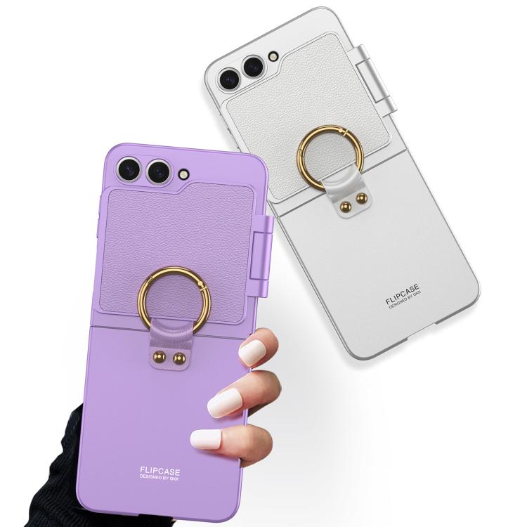 For Samsung Galaxy Z Flip6 GKK Ultra-thin Makeup Full Coverage Phone Case with Ring Holder(Silver) - Galaxy Z Flip6 5G Cases by GKK | Online Shopping UK | buy2fix