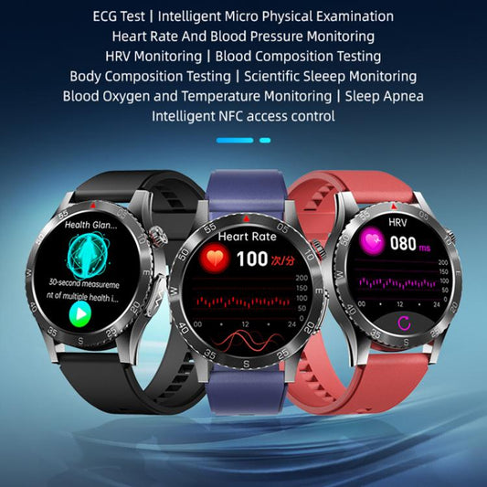 H9 1.43 inch Leather Strap ECG Smart Watch Supports Bluetooth Calls/Smart Voice Assistant(Black) - Smart Watches by buy2fix | Online Shopping UK | buy2fix