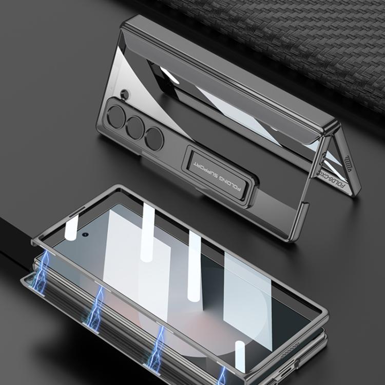 For Samsung Galaxy Z Fold6 GKK Integrated Magnetic Phantom Hinge Phone Case with Holder(Silver) - Galaxy Z Fold6 5G Cases by GKK | Online Shopping UK | buy2fix