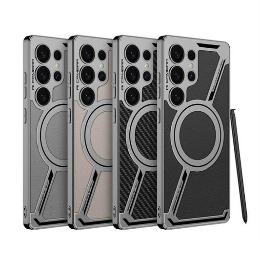 For Samsung Galaxy S25 Ultra 5G GKK Electroplating Leather Z-Shape MagSafe Phone Case, Not Included Pen(Black) - Galaxy S25 Ultra 5G Cases by GKK | Online Shopping UK | buy2fix