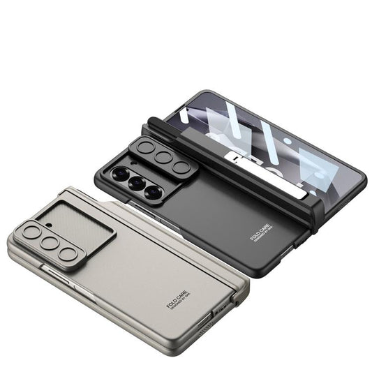 For Samsung Galaxy Z Fold6 GKK Integrated Magnetic Folding Hinge Sliding Lens Cover Phone Case with Pen Slots(Mountain Gray) - Galaxy Z Fold6 5G Cases by GKK | Online Shopping UK | buy2fix