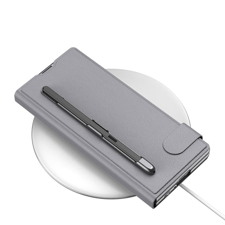 For Samsung Galaxy Z Fold6 GKK Integrated Flip Wallet Leather Phone Case with Pen Slots, Not Included Pen(Carbon Fiber Texture) - Galaxy Z Fold6 5G Cases by GKK | Online Shopping UK | buy2fix