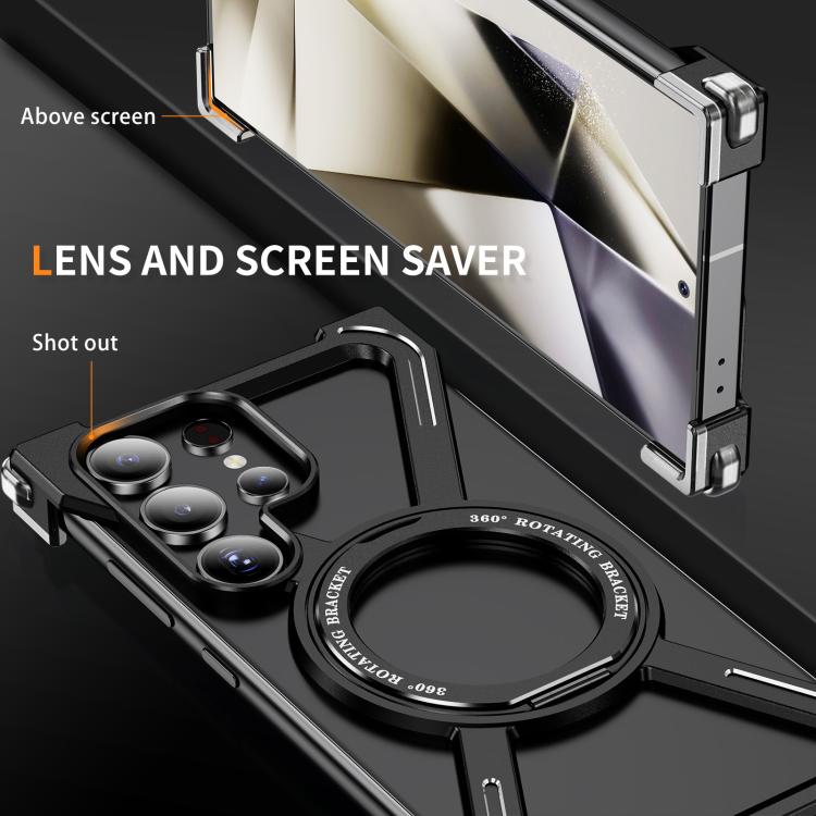 For Samsung Galaxy S24 Ultra 5G Titanium Alloy MagSafe Magnetic Airbag Shockproof Phone Case(Black) - Galaxy S24 Ultra 5G Cases by buy2fix | Online Shopping UK | buy2fix