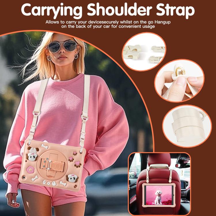 For iPad 10.2 2021 / 2020 / 2019 Dog Rotation Kickstand Silicone Hybrid PC Tablet Case(Pink) - iPad 10.2 Cases by buy2fix | Online Shopping UK | buy2fix