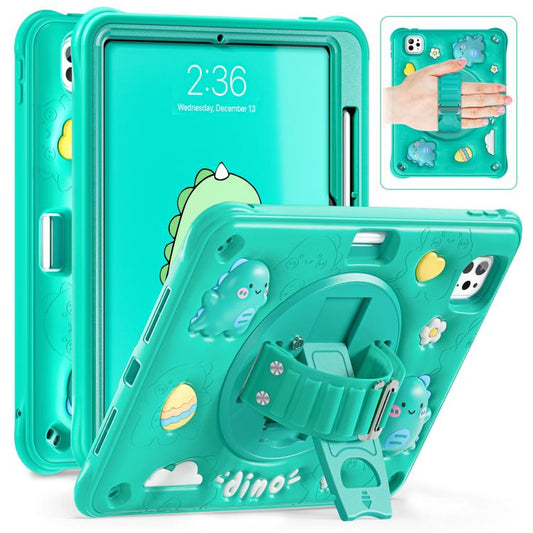 For iPad Pro 11 2024 Dragon Rotation Kickstand Silicone Hybrid PC Tablet Case(Green) - iPad Pro 11 2024 Cases by buy2fix | Online Shopping UK | buy2fix