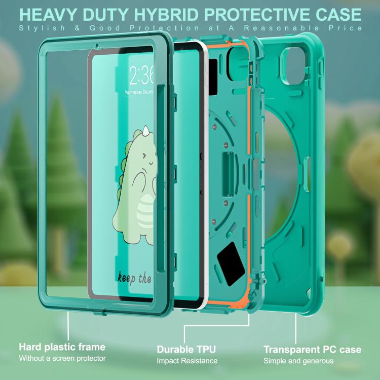 For iPad Pro 11 2024 Dragon Rotation Kickstand Silicone Hybrid PC Tablet Case(Green) - iPad Pro 11 2024 Cases by buy2fix | Online Shopping UK | buy2fix
