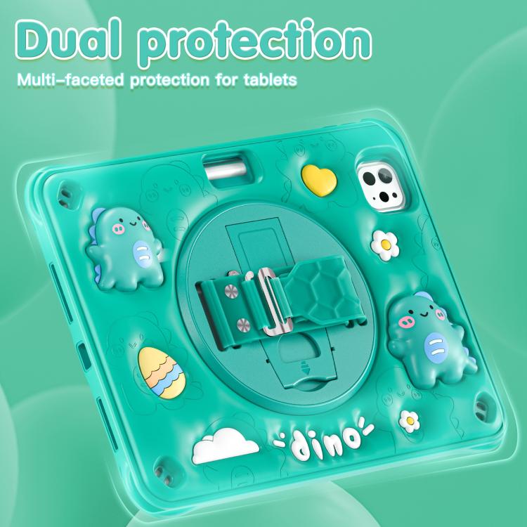 For iPad Pro 11 2024 Dragon Rotation Kickstand Silicone Hybrid PC Tablet Case(Green) - iPad Pro 11 2024 Cases by buy2fix | Online Shopping UK | buy2fix