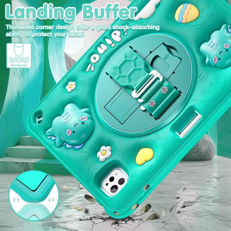 For iPad Pro 11 2024 Dragon Rotation Kickstand Silicone Hybrid PC Tablet Case(Green) - iPad Pro 11 2024 Cases by buy2fix | Online Shopping UK | buy2fix