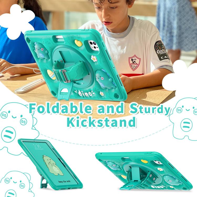 For iPad Pro 11 2024 Dragon Rotation Kickstand Silicone Hybrid PC Tablet Case(Green) - iPad Pro 11 2024 Cases by buy2fix | Online Shopping UK | buy2fix