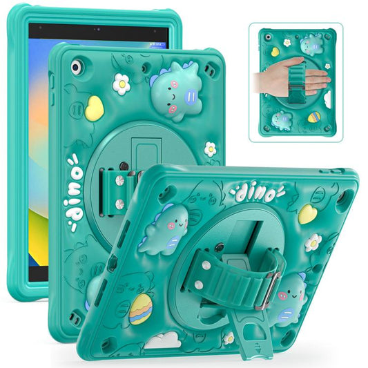 For iPad 10.2 2021 / 2020 / 2019 Dragon Rotation Kickstand Silicone Hybrid PC Tablet Case(Green) - iPad 10.2 Cases by buy2fix | Online Shopping UK | buy2fix