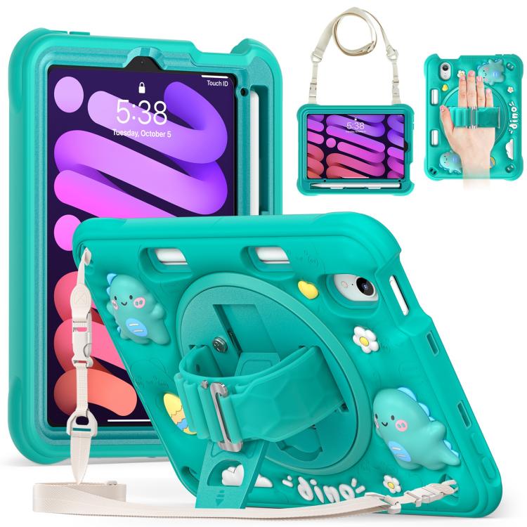 For iPad mini 2024 / mini 6 Dragon Rotation Kickstand Silicone Hybrid PC Tablet Case(Green) - iPad mini 2024 Cases by buy2fix | Online Shopping UK | buy2fix