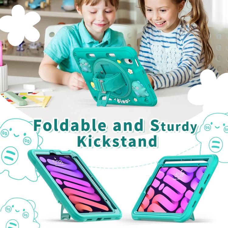 For iPad mini 2024 / mini 6 Dragon Rotation Kickstand Silicone Hybrid PC Tablet Case(Green) - iPad mini 2024 Cases by buy2fix | Online Shopping UK | buy2fix