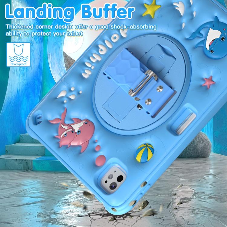 For iPad Pro 11 2024 Dolphin Rotation Kickstand Silicone Hybrid PC Tablet Case(Blue) - iPad Pro 11 2024 Cases by buy2fix | Online Shopping UK | buy2fix