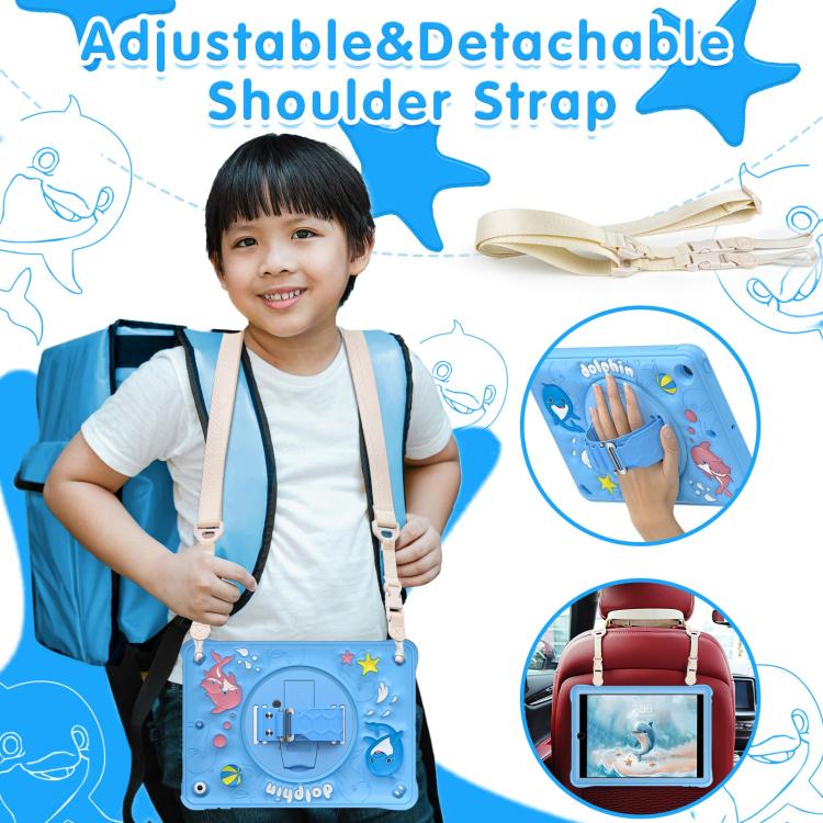 For iPad 10.2 2021 / 2020 / 2019 Dolphin Rotation Kickstand Silicone Hybrid PC Tablet Case(Blue) - iPad 10.2 Cases by buy2fix | Online Shopping UK | buy2fix
