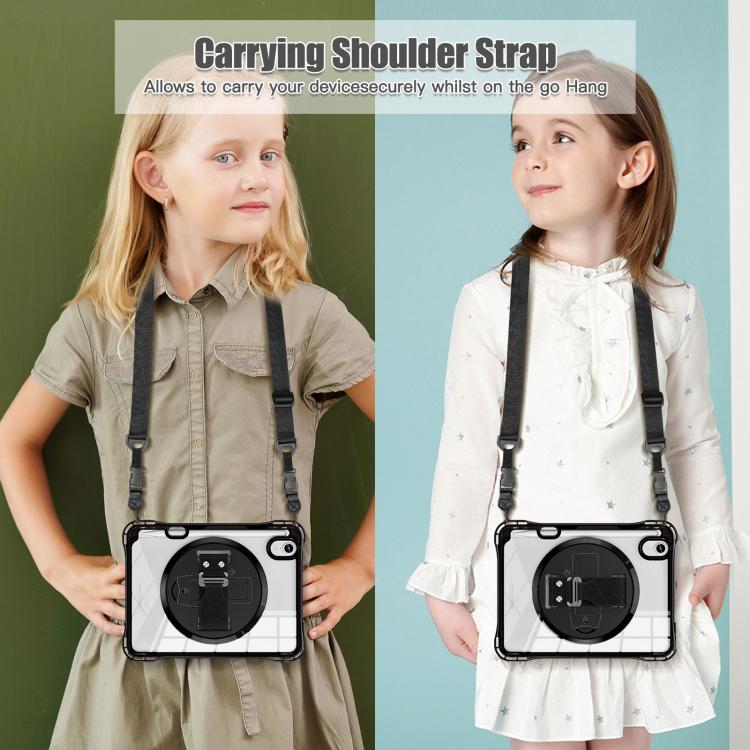 For iPad mini 2024 / mini 6 Rotation Grip Holder TPU Hybrid Clear PC Tablet Case(Black) - iPad mini 2024 Cases by buy2fix | Online Shopping UK | buy2fix