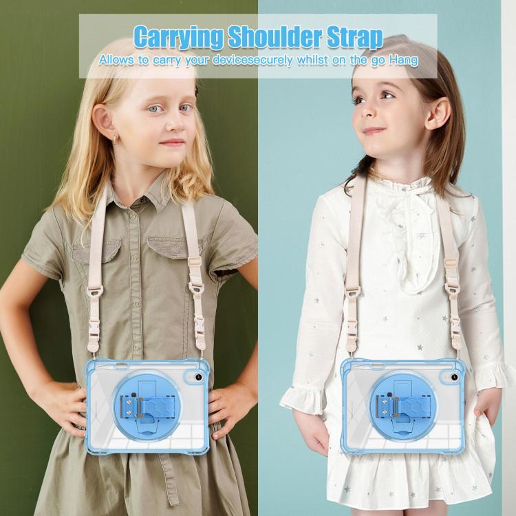 For iPad mini 2024 / mini 6 Rotation Grip Holder TPU Hybrid Clear PC Tablet Case(Light Blue) - iPad mini 2024 Cases by buy2fix | Online Shopping UK | buy2fix