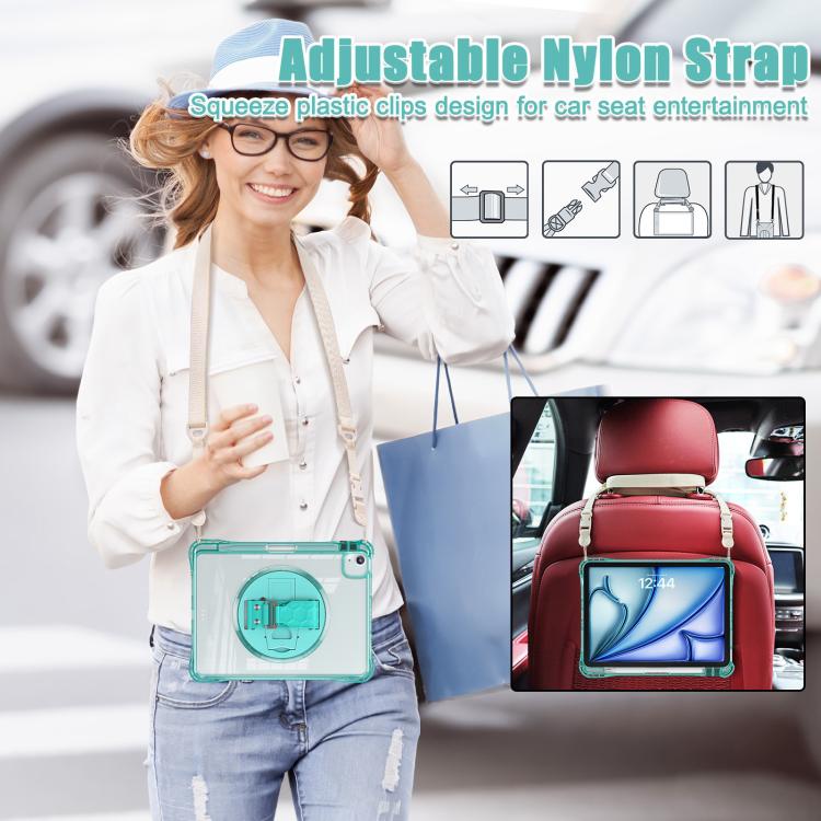 For iPad Air 13 2024 / 2025 Rotation Grip Holder TPU Hybrid Clear PC Tablet Case(Light Green) - iPad Air 13 2025 / 2024 Cases by buy2fix | Online Shopping UK | buy2fix