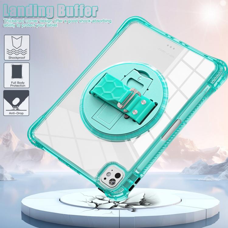 For iPad Pro 11 2024 Rotation Grip Holder TPU Hybrid Clear PC Tablet Case(Light Green) - iPad Pro 11 2024 Cases by buy2fix | Online Shopping UK | buy2fix