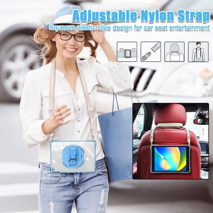 For iPad 10.2 2021 / 2020 / 2019 Rotation Grip Holder TPU Hybrid Clear PC Tablet Case(Light Blue) - iPad 10.2 Cases by buy2fix | Online Shopping UK | buy2fix