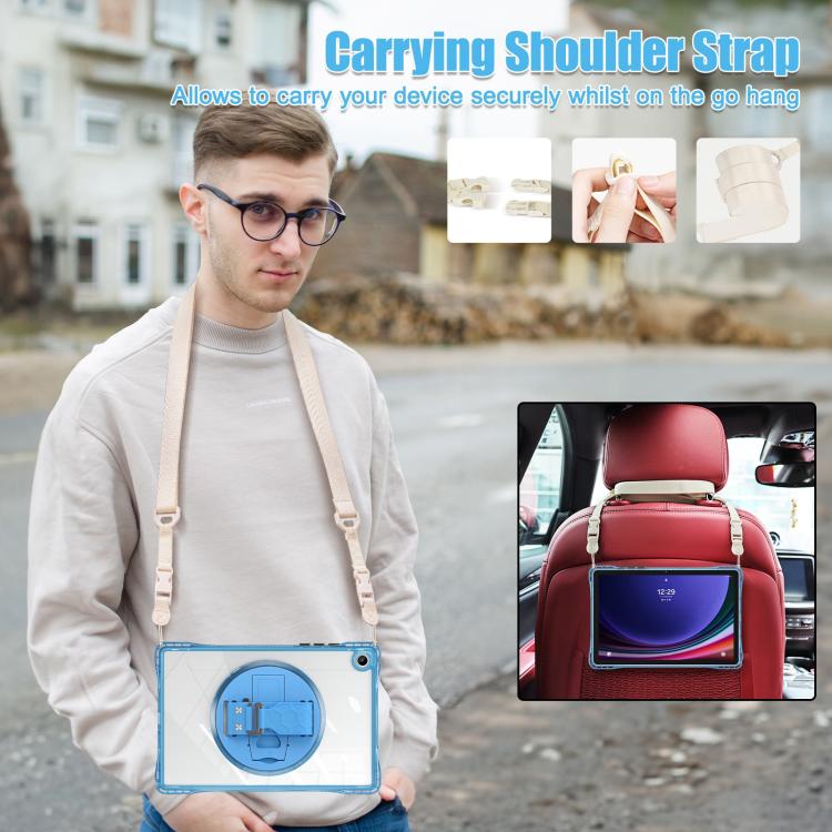 For Samsung Galaxy Tab A9+ Rotation Grip Holder TPU Hybrid Clear PC Tablet Case(Light Blue) - Galaxy Tab A9+ by buy2fix | Online Shopping UK | buy2fix