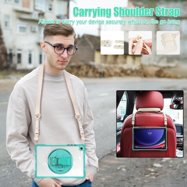 For Samsung Galaxy Tab A9+ Rotation Grip Holder TPU Hybrid Clear PC Tablet Case(Light Green) - Galaxy Tab A9+ by buy2fix | Online Shopping UK | buy2fix