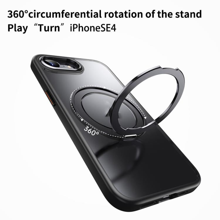 For iPhone 16e Frosted 360 Degree MagSafe Magnetic Holder Phone Case(Grey) - iPhone 16e Cases by buy2fix | Online Shopping UK | buy2fix