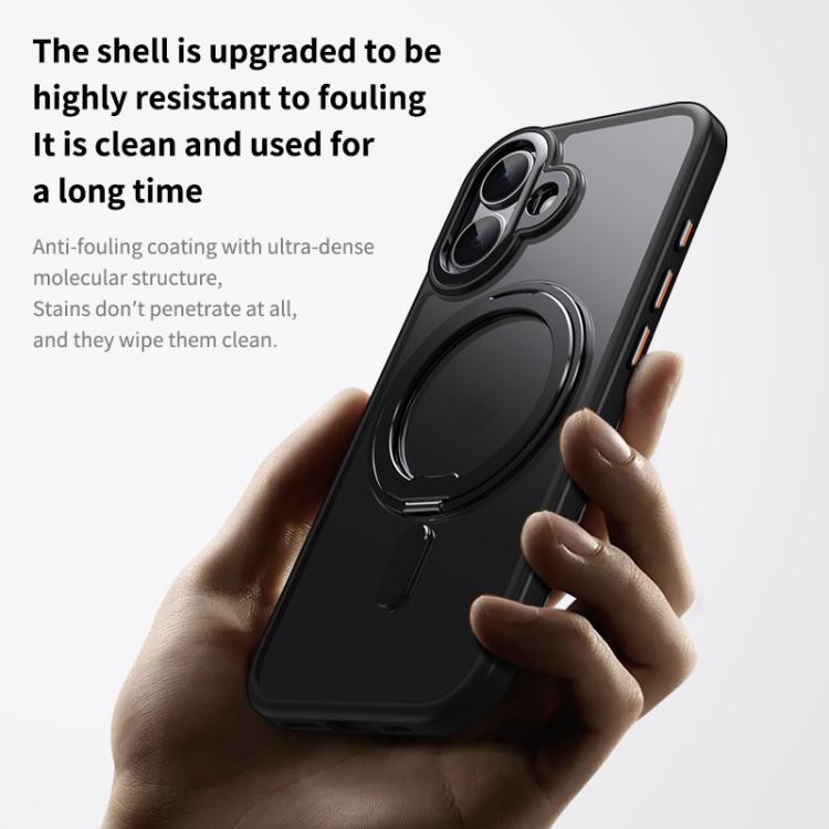 For iPhone 17 Frosted 360 Degree MagSafe Magnetic Holder Phone Case(Silver) - iPhone 17 Cases by buy2fix | Online Shopping UK | buy2fix