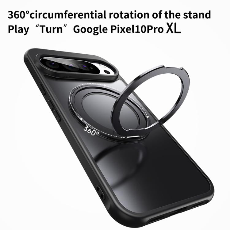 For Google Pixel 10 Pro XL Frosted 360 Degree MagSafe Magnetic Holder Phone Case(Black) - Google Cases by buy2fix | Online Shopping UK | buy2fix