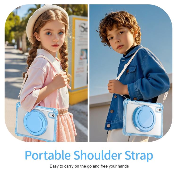 For iPad mini 2024 / mini 6 Rotation Ring Handle TPU Hybrid Clear PC Tablet Case(Light Blue) - iPad mini 2024 Cases by buy2fix | Online Shopping UK | buy2fix