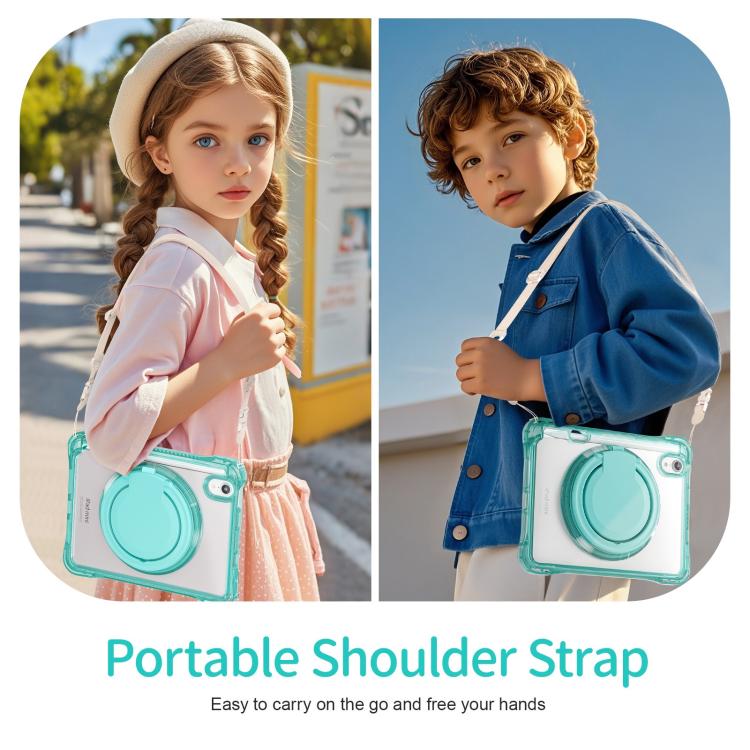 For iPad mini 2024 / mini 6 Rotation Ring Handle TPU Hybrid Clear PC Tablet Case(Light Green) - iPad mini 2024 Cases by buy2fix | Online Shopping UK | buy2fix