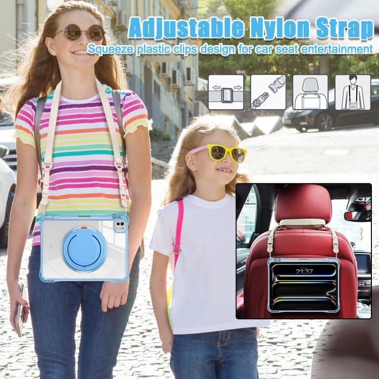 For iPad Pro 11 2024 Rotation Ring Handle TPU Hybrid Clear PC Tablet Case(Light Blue) - iPad Pro 11 2024 Cases by buy2fix | Online Shopping UK | buy2fix