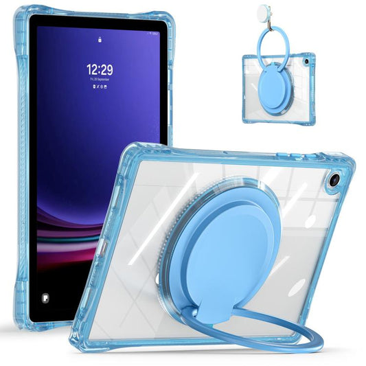 For Samsung Galaxy Tab A9+ Rotation Ring Handle TPU Hybrid Clear PC Tablet Case(Light Blue) - Galaxy Tab A9+ by buy2fix | Online Shopping UK | buy2fix