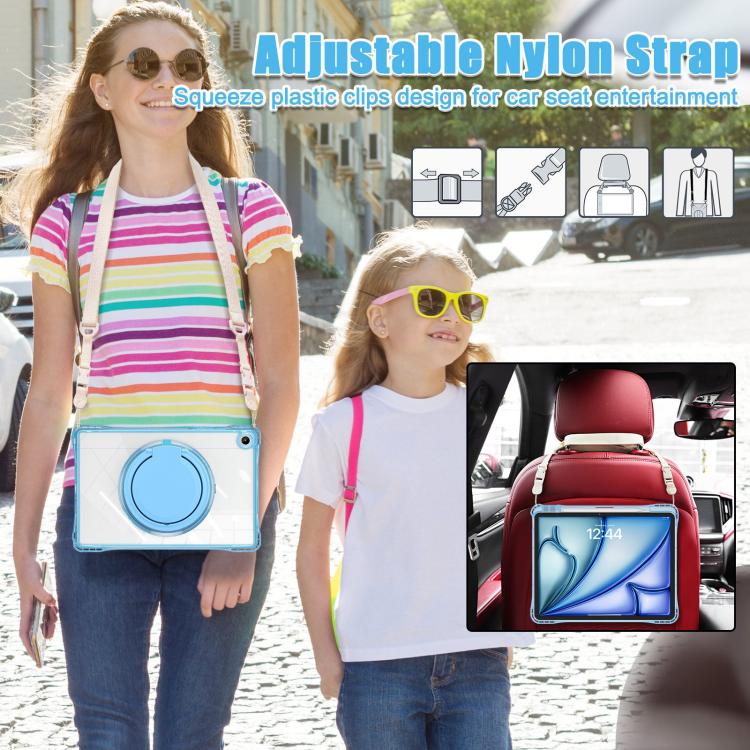 For Samsung Galaxy Tab A9+ Rotation Ring Handle TPU Hybrid Clear PC Tablet Case(Light Blue) - Galaxy Tab A9+ by buy2fix | Online Shopping UK | buy2fix