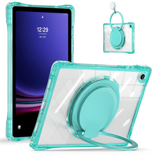 For Samsung Galaxy Tab A9+ Rotation Ring Handle TPU Hybrid Clear PC Tablet Case(Light Green) - Galaxy Tab A9+ by buy2fix | Online Shopping UK | buy2fix