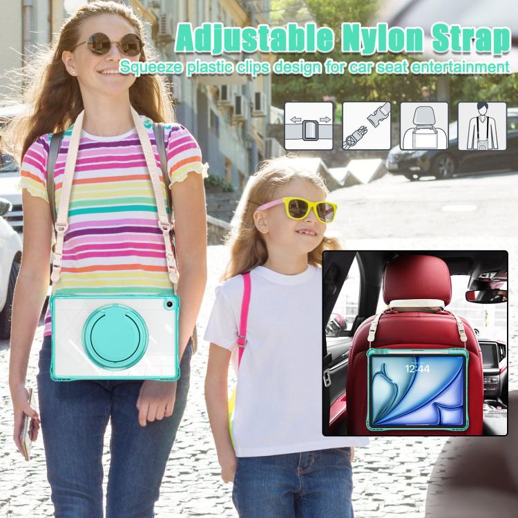 For Samsung Galaxy Tab A9+ Rotation Ring Handle TPU Hybrid Clear PC Tablet Case(Light Green) - Galaxy Tab A9+ by buy2fix | Online Shopping UK | buy2fix