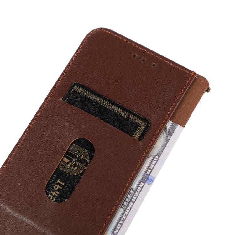 For Samsung Galaxy S25 Edge 5G KHAZNEH Nappa Top Layer Cowhide Leather Phone Case(Brown) - Galaxy S25 Edge 5G Cases by buy2fix | Online Shopping UK | buy2fix