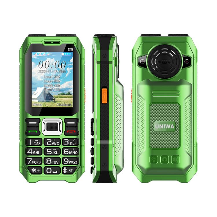UNIWA M6000 Big Speaker Keypad Phone, 2.4 inch, Dual Flashlights, 21 Keys, SOS, FM, 4 SIM, GSM, Plug:UK Plug(Green) - Others by UNIWA | Online Shopping UK | buy2fix