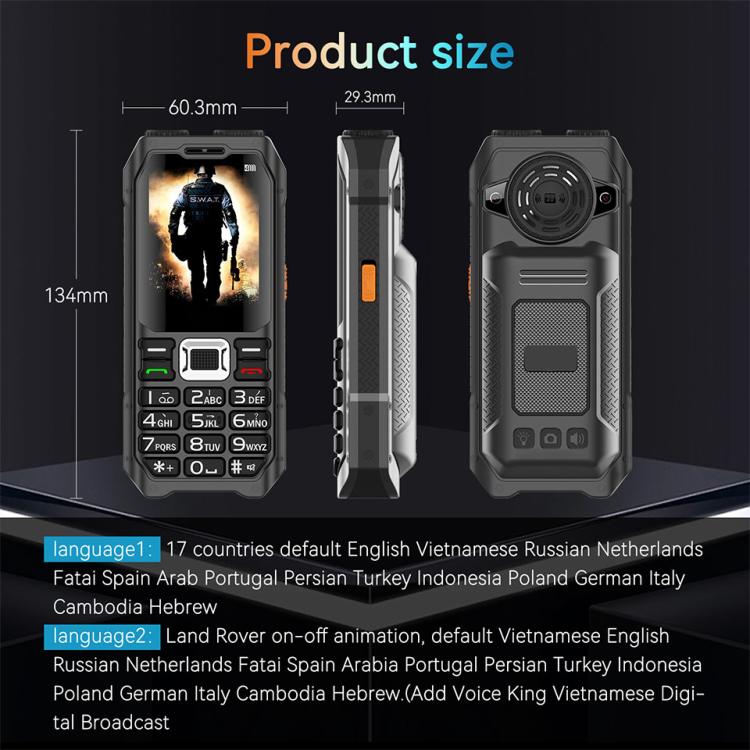 UNIWA M6000 Big Speaker Keypad Phone, 2.4 inch, Dual Flashlights, 21 Keys, SOS, FM, 4 SIM, GSM, Plug:US Plug(Black) - Others by UNIWA | Online Shopping UK | buy2fix