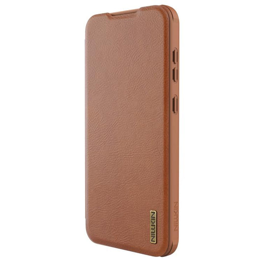 For Samsung Galaxy A56 5G NILLKIN QIN Series Pro Sliding Camera Cover Design Leather Phone Case(Brown) - Galaxy Phone Cases by NILLKIN | Online Shopping UK | buy2fix