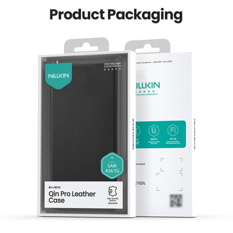 For Samsung Galaxy A56 5G NILLKIN QIN Series Pro Sliding Camera Cover Design Leather Phone Case(Brown) - Galaxy Phone Cases by NILLKIN | Online Shopping UK | buy2fix