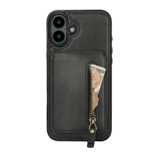 For iPhone 16 Plus Zipper Wallet Split MagSafe Leather Back Phone Case(Black) - iPhone 16 Plus Cases by buy2fix | Online Shopping UK | buy2fix