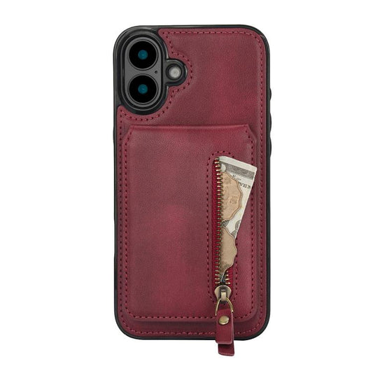 For iPhone 16 Plus Zipper Wallet Split MagSafe Leather Back Phone Case(Red) - iPhone 16 Plus Cases by buy2fix | Online Shopping UK | buy2fix