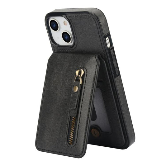 For iPhone 14 Plus Zipper Wallet Split MagSafe Leather Back Phone Case(Black) - iPhone 14 Plus Cases by buy2fix | Online Shopping UK | buy2fix