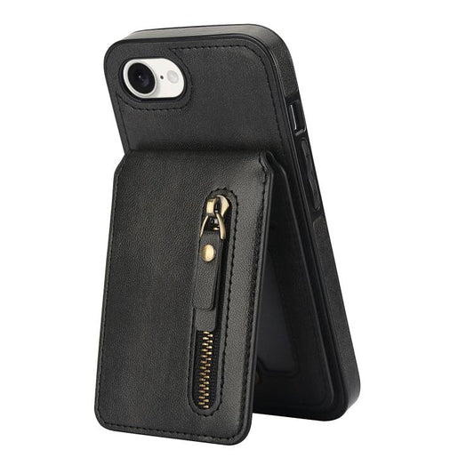 For iPhone 7 / 8 / SE 2022 Zipper Wallet Split MagSafe Leather Back Phone Case(Black) - iPhone SE 2022 / 2020 / 8 / 7 Cases by buy2fix | Online Shopping UK | buy2fix