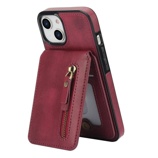 For iPhone 12 / 12 Pro Zipper Wallet Split MagSafe Leather Back Phone Case(Red) - iPhone 12 / 12 Pro Cases by buy2fix | Online Shopping UK | buy2fix